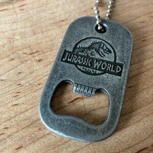 Jurassic World Cinemark XD Movie Premiere Dog Tag Necklace Bottle Opener 2015